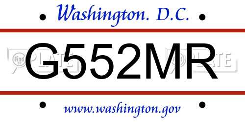 G552MR District Of Columbia License Plate