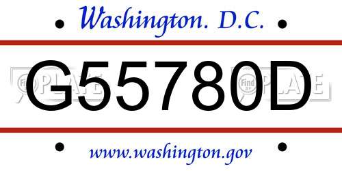 G55780D District Of Columbia License Plate