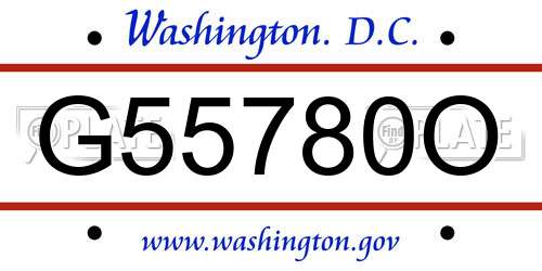 G55780O District Of Columbia License Plate