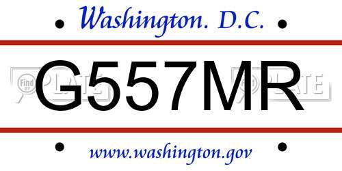 G557MR District Of Columbia License Plate