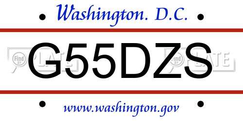 G55DZS District Of Columbia License Plate