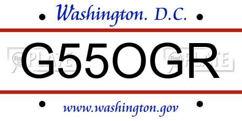 G55OGR District Of Columbia License Plate