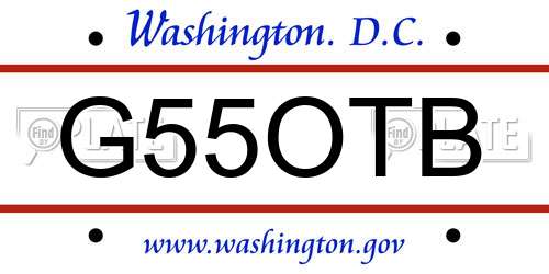 G55OTB District Of Columbia License Plate