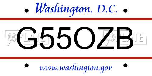 G55OZB District Of Columbia License Plate