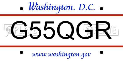 G55QGR District Of Columbia License Plate