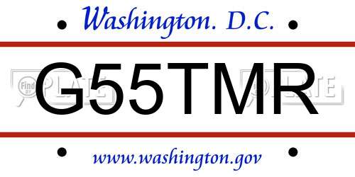 G55TMR District Of Columbia License Plate