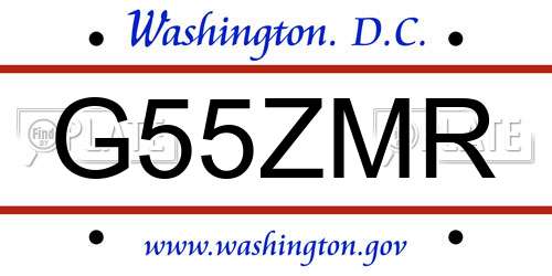 G55ZMR District Of Columbia License Plate