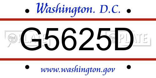 G5625D District Of Columbia License Plate