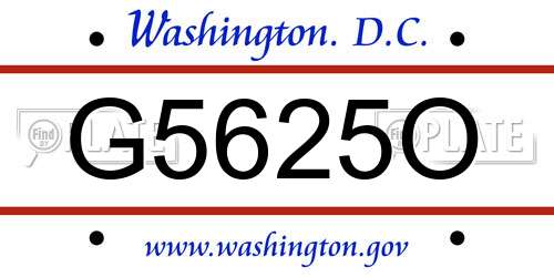 G5625O District Of Columbia License Plate