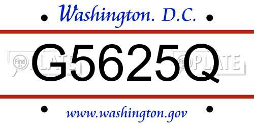 G5625Q District Of Columbia License Plate