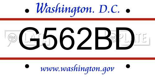 G562BD District Of Columbia License Plate