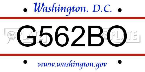 G562BO District Of Columbia License Plate