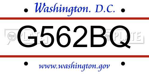 G562BQ District Of Columbia License Plate