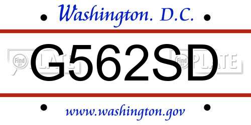 G562SD District Of Columbia License Plate