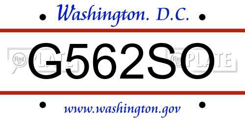 G562SO District Of Columbia License Plate