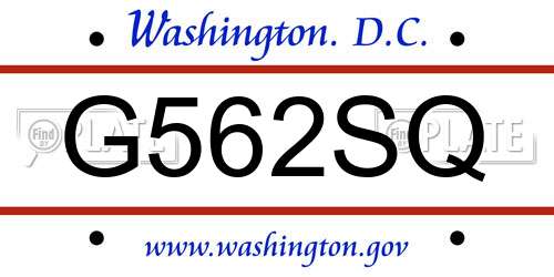 G562SQ District Of Columbia License Plate