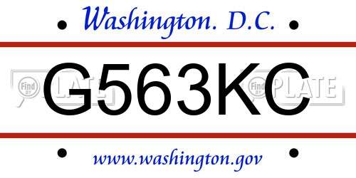 G563KC District Of Columbia License Plate