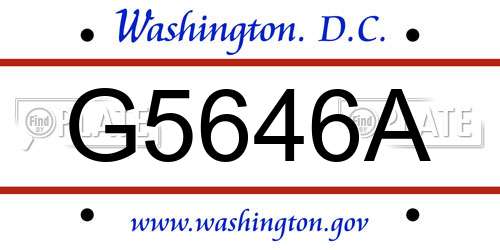 G5646A District Of Columbia License Plate
