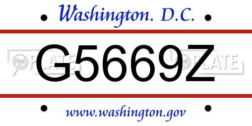 G5669Z District Of Columbia License Plate