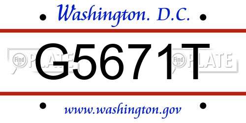 G5671T District Of Columbia License Plate