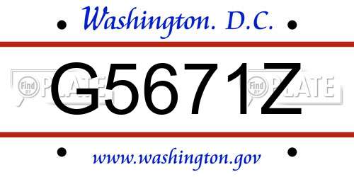 G5671Z District Of Columbia License Plate