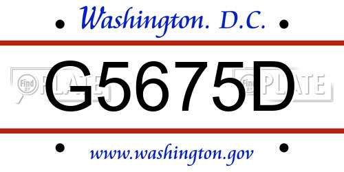 G5675D District Of Columbia License Plate