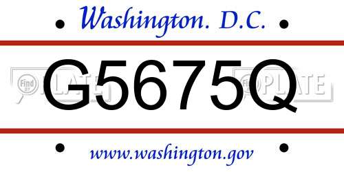 G5675Q District Of Columbia License Plate