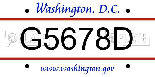 G5678D District Of Columbia License Plate