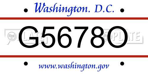 G5678O District Of Columbia License Plate
