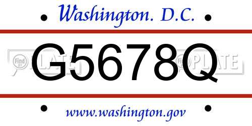 G5678Q District Of Columbia License Plate