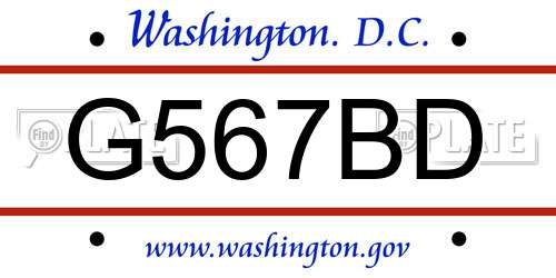 G567BD District Of Columbia License Plate