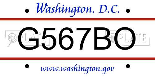 G567BO District Of Columbia License Plate