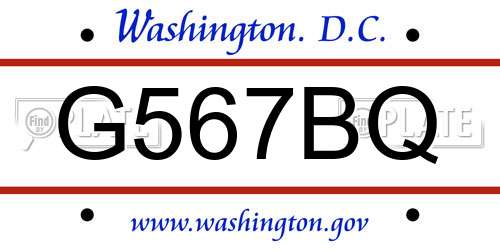 G567BQ District Of Columbia License Plate