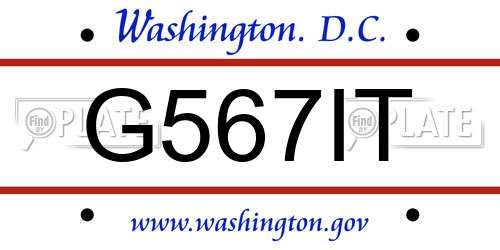 G567IT District Of Columbia License Plate