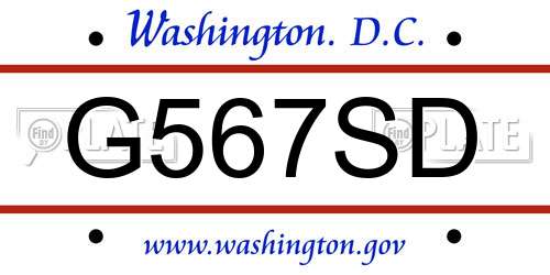 G567SD District Of Columbia License Plate
