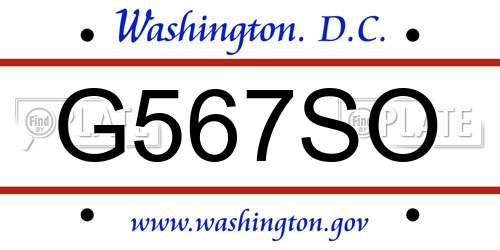G567SO District Of Columbia License Plate