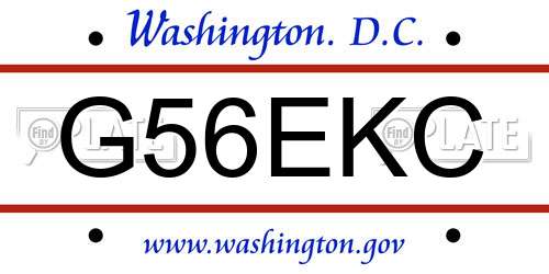 G56EKC District Of Columbia License Plate