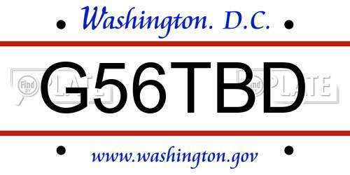 G56TBD District Of Columbia License Plate