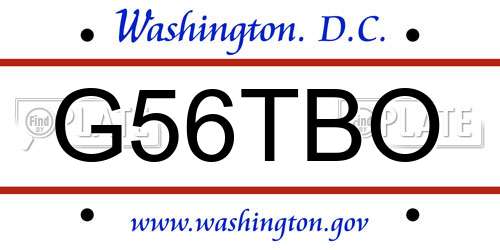 G56TBO District Of Columbia License Plate