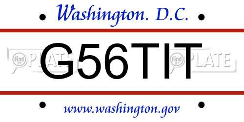 G56TIT District Of Columbia License Plate