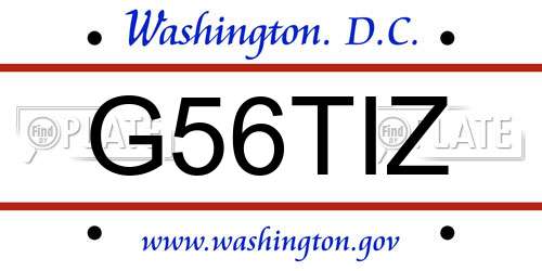 G56TIZ District Of Columbia License Plate