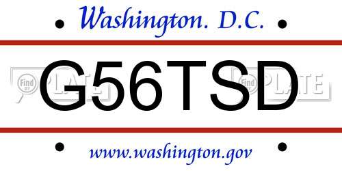 G56TSD District Of Columbia License Plate