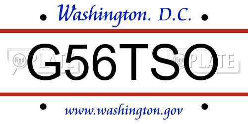 G56TSO District Of Columbia License Plate