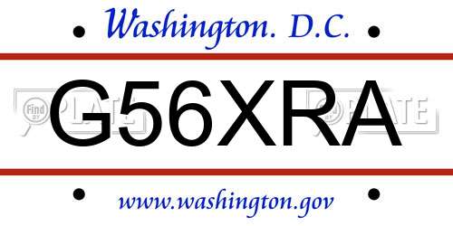 G56XRA District Of Columbia License Plate