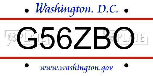 G56ZBO District Of Columbia License Plate