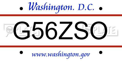 G56ZSO District Of Columbia License Plate