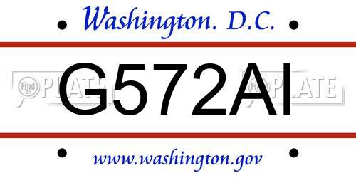 G572AI District Of Columbia License Plate