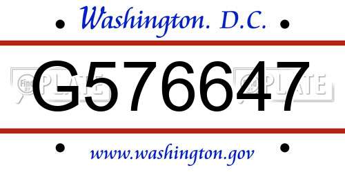 G576647 District Of Columbia License Plate