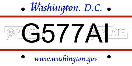 G577AI District Of Columbia License Plate