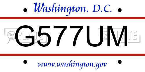 G577UM District Of Columbia License Plate